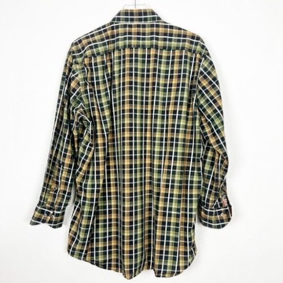 Jack Lipson Sport Button Down Plaid Shirt Paisley Print Flip Cuffs Men's Size XL - Picture 12 of 13